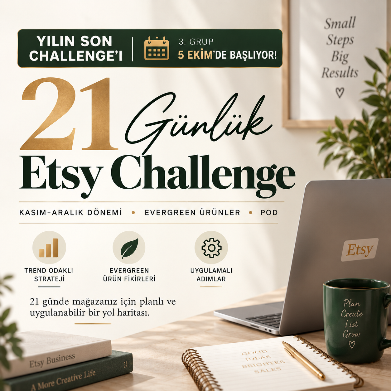 21 Günlük Etsy Challenge (3. Grup): POD, Evergreen Ürünler ve Yıl Sonu Satış Stratejileri